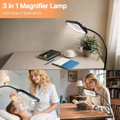 10X 30X Rectangle Magnifying Glass with Light and Floor Stand, Flexible Metal Gooseneck Floor Lamp Large Lighted Magnifier, 5 Color Stepless Dimming, Hands-Free for Close Work Reading Crafts Sewing in Saudi Arabia