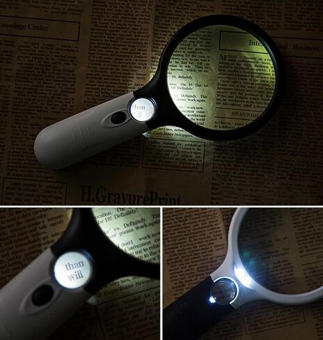 Heavy-Duty Magnifying Glass with Light | 3X & 45x Magnification | Scratch-Proof Lens | Handheld | Lightweight | for Seniors with Macular Degeneration, Adults with Hobbies & Kids with Curiosity in Saudi Arabia