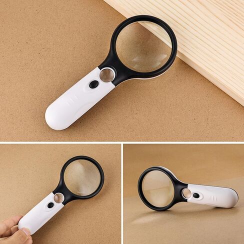 Heavy-Duty Magnifying Glass with Light | 3X & 45x Magnification | Scratch-Proof Lens | Handheld | Lightweight | for Seniors with Macular Degeneration, Adults with Hobbies & Kids with Curiosity in Saudi Arabia