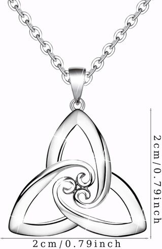 قلادة من الفضة الاسترليني سلتيك قلادة عصرية على شكل عقدة حب متقاطعة مثلثة مطلية بالذهب الأبيض لا تسبب الحساسية مجوهرات عتيقة مع سلسلة سحر هدايا عيد ميلاد للنساء in Kuwait