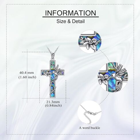 Hummingbird Necklace 925 Sterling Silver Abalone Shall Cross Hummingbird Pendant Animals Jewelry Christian Gifts for Women Men in Saudi Arabia