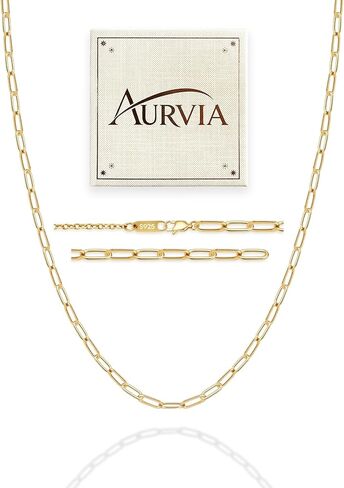 18K Gold Plated Paperclip Chain Necklace for Women, Women's Chain Necklaces for Women Adjustable Necklace 20 Inches Jewelry Gift in Saudi Arabia