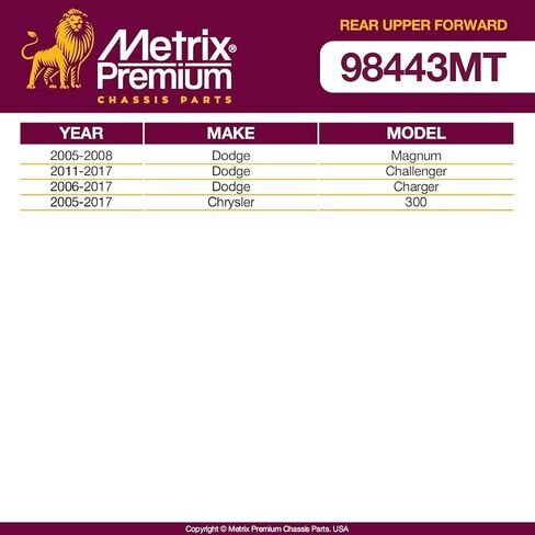 Metrix Premium Chassis Parts - 2 PC Rear Upper Forward Control Arm Kit Fits 2005-2008 Dodge Magnum, 2011-2017 Dodge Challenger, 06-17 Charger, 05-17 Chrysler 300, Replacement RK641787, Made in Europe in Saudi Arabia