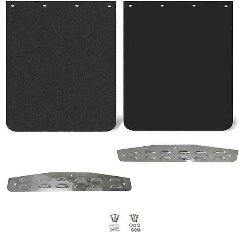 Universal 24" X 4" Louvered Mud Flap Weights Stainless Steel & 24"x 30" Black Straight Rubber Mud Flaps, with 3 Studs, for Semi Trucks Peterbilt Freightliner Kenworth Volvo and Western Star in Kuwait