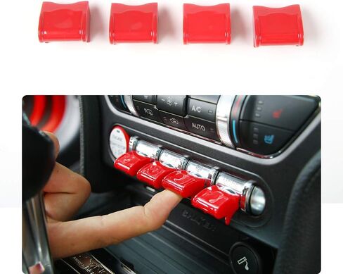 Center Console Switch Button Cover Trim Interior Accessories for Ford Mustang 2015-2023 (Red) in Saudi Arabia