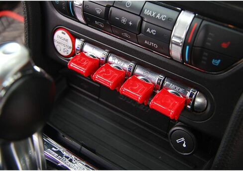 Center Console Switch Button Cover Trim Interior Accessories for Ford Mustang 2015-2023 (Red) in Saudi Arabia