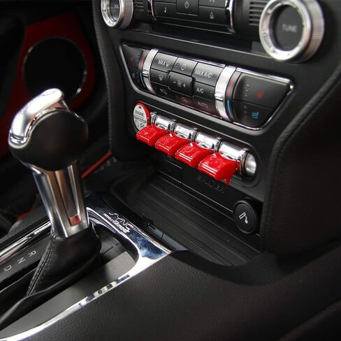 Center Console Switch Button Cover Trim Interior Accessories for Ford Mustang 2015-2023 (Red) in Saudi Arabia