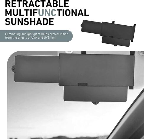 Sun Visor Extender for Car, 12.2" x 5.9" Clip-On Visor Extender Attachment, Anti-Glare Side Sun Blocker for Car Truck SUV, Automotive Interior Sun Protection (Black) in Kuwait