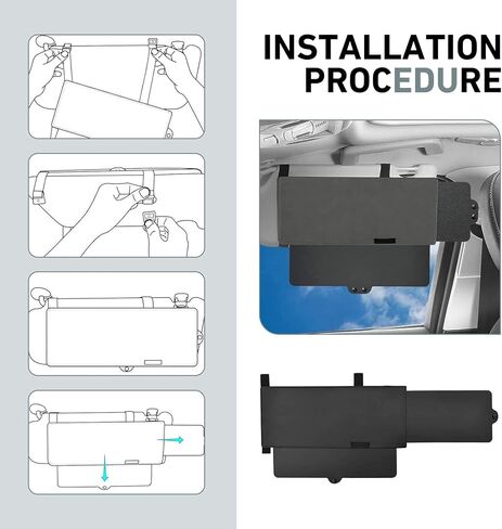 Sun Visor Extender for Car, 12.2" x 5.9" Clip-On Visor Extender Attachment, Anti-Glare Side Sun Blocker for Car Truck SUV, Automotive Interior Sun Protection (Black) in Kuwait