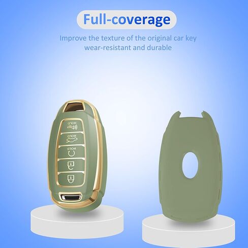 حافظة YHC لسيارة Hyundai Key Fob مع سلسلة مفاتيح ذهبية تناسب Palisade Kona Elantra GT Veloster من السيليكون in Kuwait