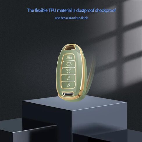 حافظة YHC لسيارة Hyundai Key Fob مع سلسلة مفاتيح ذهبية تناسب Palisade Kona Elantra GT Veloster من السيليكون in Kuwait
