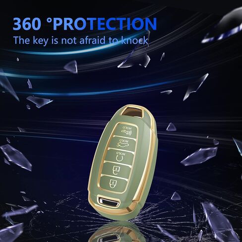 حافظة YHC لسيارة Hyundai Key Fob مع سلسلة مفاتيح ذهبية تناسب Palisade Kona Elantra GT Veloster من السيليكون in Kuwait