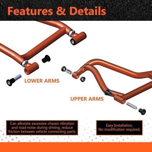مجموعة البطانات الأمامية للذراع A شديدة التحمل متوافقة مع مجموعة جلبات ذراع التعليق Polaris RZR XP 4 1000 2014-2016 HDPE والفولاذ in Kuwait
