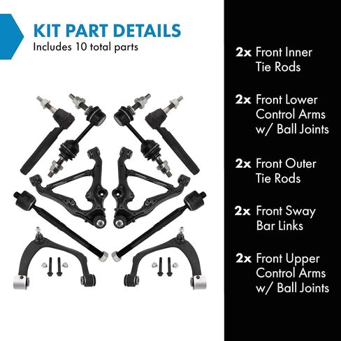TRQ Front Steering & Suspension Kit Control Arm with Ball Joint Sway Bar Stabilizer Link Tie Rod Compatible with 2019-2023 Chevrolet Silverado 1500 GMC Sierra 1500 in Saudi Arabia
