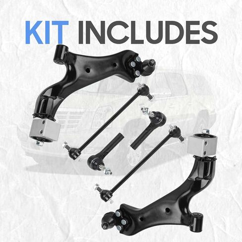 Front Lower Left & Right Control Arms w/Ball Joint + Stabilizer Sway Bar End Link + Outer Tie Rod Ends Suspension Kit for Chevrolet Equinox GMC Terrain 2010-2017 (6pc) in Saudi Arabia
