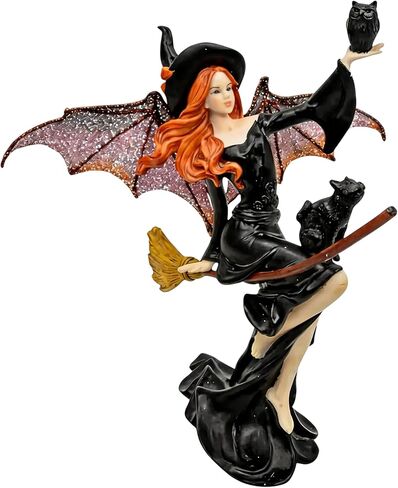 Comfy Hour Fairyland Collection 8" Dark Fairy Witch Riding On Magic Broom Figurine, Halloween Theme Gift, Home Decoration and Collectibles, Polyresin in Kuwait