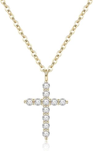 EVER FAITH Dainty 925 Sterling Silver Cross Necklace, Religious Church Faith Cross Hope Believe Choker Necklace Birthday/Mothers Day/Valentines Day/Christmas Jewelry Gift for Women in Saudi Arabia