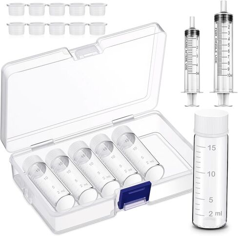 Baderke 6 Pcs Liquid Medicine Travel Container Scale Glass Bottles, Single Dose Medicine Bottles Dispenser with Leak-proof Plug and 5ml&10ml Plastic Syringe Travel Essentials Accessories(Clear,15 ml) in Saudi Arabia