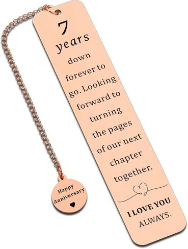 Copper Gifts for 7 Years Anniversary, 7th Anniversary Bookmark Gifts for Him Her, Date Night Ideas, Chritmas Bookmarks for Wife Husband-Copper Anniversaries Giftss for Women Men Valentine Day Bookmark in Saudi Arabia