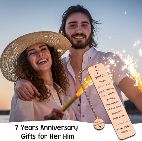 Copper Gifts for 7 Years Anniversary, 7th Anniversary Bookmark Gifts for Him Her, Date Night Ideas, Chritmas Bookmarks for Wife Husband-Copper Anniversaries Giftss for Women Men Valentine Day Bookmark in Saudi Arabia