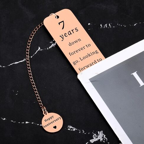 Copper Gifts for 7 Years Anniversary, 7th Anniversary Bookmark Gifts for Him Her, Date Night Ideas, Chritmas Bookmarks for Wife Husband-Copper Anniversaries Giftss for Women Men Valentine Day Bookmark in Saudi Arabia