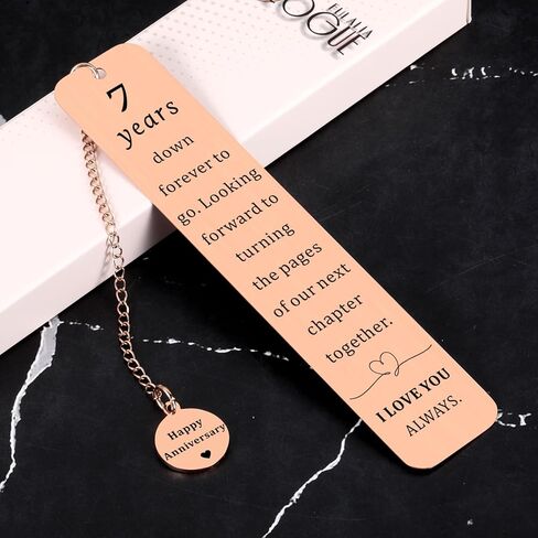 Copper Gifts for 7 Years Anniversary, 7th Anniversary Bookmark Gifts for Him Her, Date Night Ideas, Chritmas Bookmarks for Wife Husband-Copper Anniversaries Giftss for Women Men Valentine Day Bookmark in Saudi Arabia