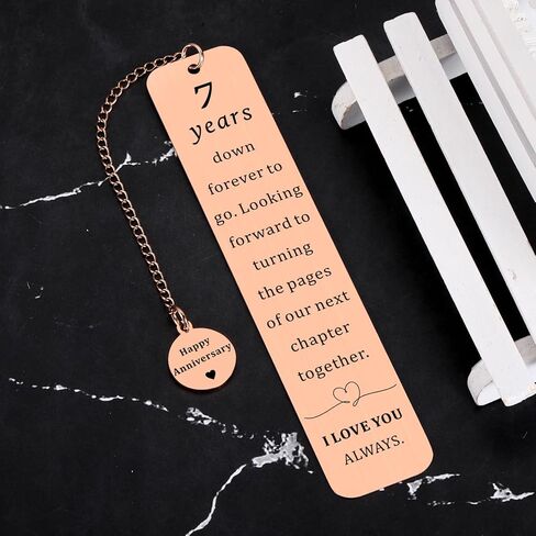 Copper Gifts for 7 Years Anniversary, 7th Anniversary Bookmark Gifts for Him Her, Date Night Ideas, Chritmas Bookmarks for Wife Husband-Copper Anniversaries Giftss for Women Men Valentine Day Bookmark in Saudi Arabia