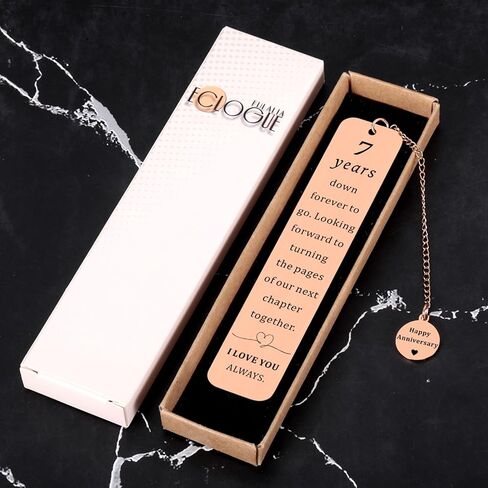 Copper Gifts for 7 Years Anniversary, 7th Anniversary Bookmark Gifts for Him Her, Date Night Ideas, Chritmas Bookmarks for Wife Husband-Copper Anniversaries Giftss for Women Men Valentine Day Bookmark in Saudi Arabia