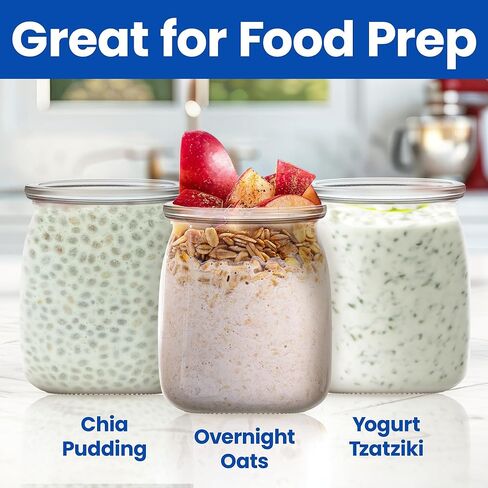 Ultimate Yogurt Jars - Make More Delicious Yogurt! 8 Count Small Glass Yogurt Containers With Lids - 100% BPA Free, Airtight & Dishwasher Safe! Perfect for Making Yoghurt, Oatmeal, Pudding or Jello in Kuwait