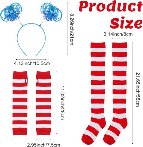 4Pcs Red and Blue Layered Tulle Tutu Costumes Set with Ponytail Headband Fingerless Gloves Knee High Socks for Women in Kuwait