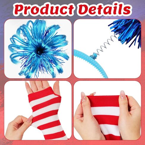 4Pcs Red and Blue Layered Tulle Tutu Costumes Set with Ponytail Headband Fingerless Gloves Knee High Socks for Women in Kuwait