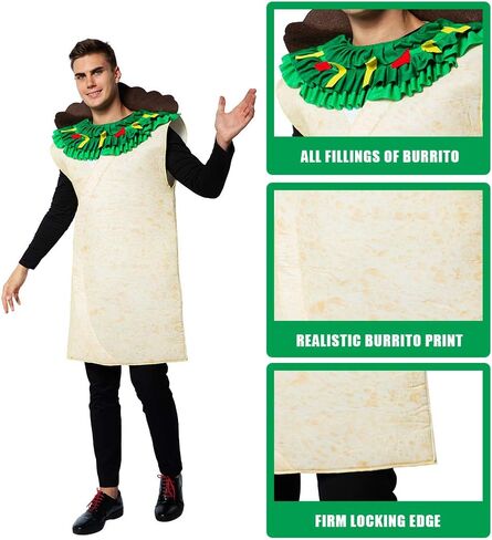 ReneeCho Adult Burrito Costume Halloween Funny Food costumes Mexican Food Mascot Men Women in Saudi Arabia