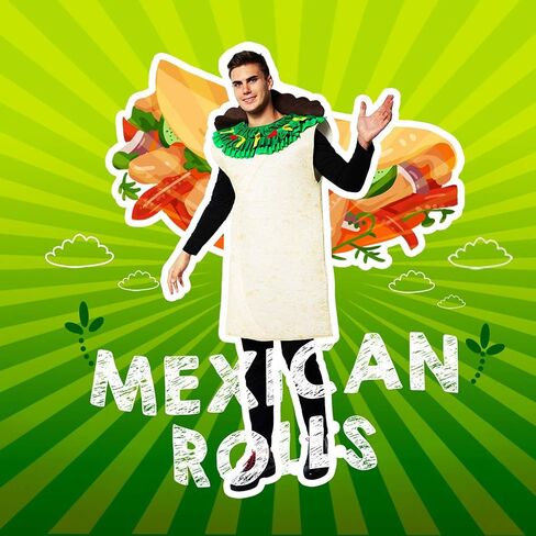 ReneeCho Adult Burrito Costume Halloween Funny Food costumes Mexican Food Mascot Men Women in Saudi Arabia