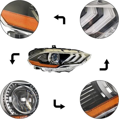 JR3Z13008A RH Headlamps Assembly with DRL Replacement for Mustang 2018-2020 Projector Headlights Right Side in Saudi Arabia