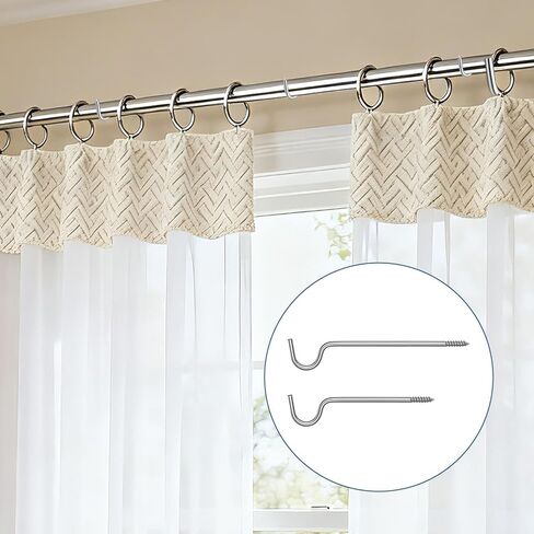 8 قطع دعامة قضيب ستارة واحدة، دعامة دعم قضيب ستارة بسيطة فضية اللون، شماعة دعم قضيب ستارة معدني متوسط ​​قوي بدون براغي لدعم أعمدة الستارة، 2.5 بوصة و3.5 بوصة in Kuwait