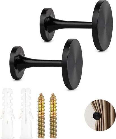 2 حزمة من ستائر Tiebacks السوداء، حوامل من سبائك الزنك مثبتة على الحائط مع براغي، وخطافات معدنية مزخرفة، وحوامل ستائر للستائر وعلاجات النوافذ في المنزل أو المكتب in Kuwait
