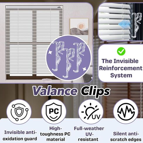 24 Pack 2.5 Inch Clear Valance Clips for Blinds - Replacement Clips Compatible with Country Woods & Faux Wood Blinds in Kuwait