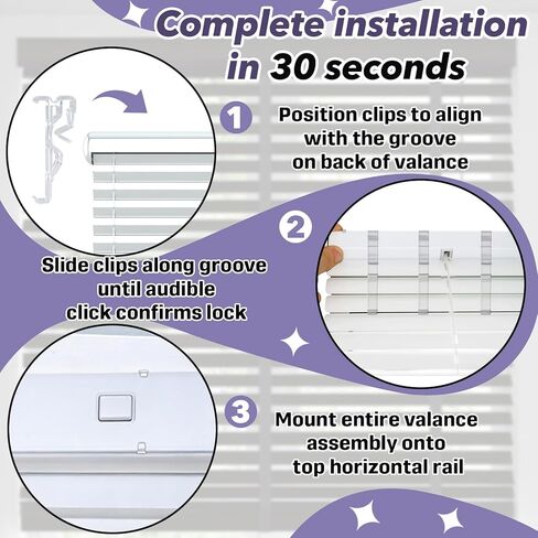 24 Pack 2.5 Inch Clear Valance Clips for Blinds - Replacement Clips Compatible with Country Woods & Faux Wood Blinds in Kuwait