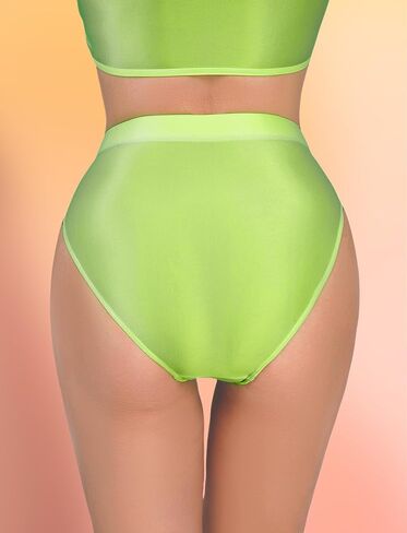FEOYA Women Sexy Oill Glossy Bikini Briefs High Waist Cheeky Panties See Through Sheer Bottoms Underwear for Club Party in Saudi Arabia