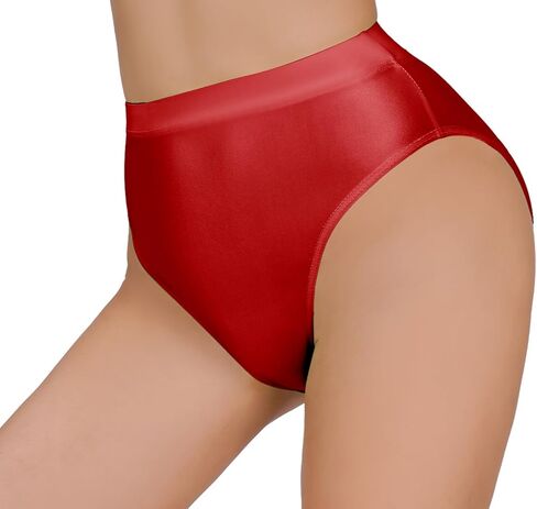 FEOYA Women Sexy Oill Glossy Bikini Briefs High Waist Cheeky Panties See Through Sheer Bottoms Underwear for Club Party in Saudi Arabia