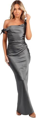 Petal & Pup Women's Selma Off Shoulder Maxi Dress Steel Gray in Saudi Arabia