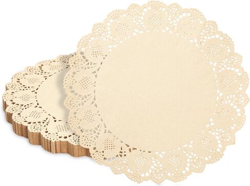 Juvale 250 Pack Round Paper Placemats for Cakes, Desserts, Light Brown Doilies for Food, Formal Events (12 in) in Saudi Arabia