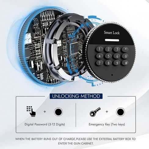 KAER 2-3 Gun Safe for Rifles and Pistols Gun Safe for Home with Quick Access Removable Shelf Gun Cabinet with Removable Gun Racks Pistol Pockets for Home,Office,Warehouse in Kuwait
