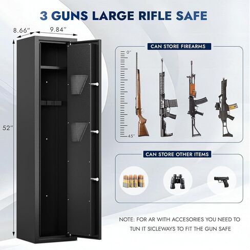 KAER 2-3 Gun Safe for Rifles and Pistols Gun Safe for Home with Quick Access Removable Shelf Gun Cabinet with Removable Gun Racks Pistol Pockets for Home,Office,Warehouse in Kuwait