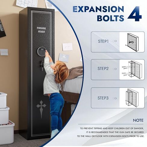 KAER 2-3 Gun Safe for Rifles and Pistols Gun Safe for Home with Quick Access Removable Shelf Gun Cabinet with Removable Gun Racks Pistol Pockets for Home,Office,Warehouse in Kuwait