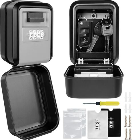 Key Lock Box with Light Up Dials, Sturdy Metal Body with Weatherproof Cover, Wall Mount Combination Lockbox for Keys, Easy Resettable Code, Spare Key Storage Box for Home Office Garage in Saudi Arabia