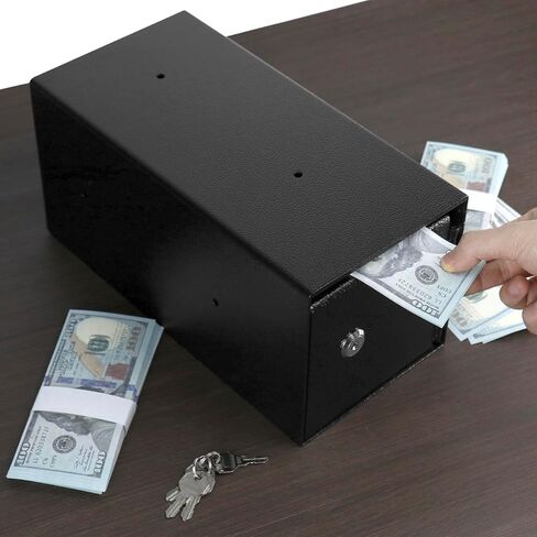 QWORK Heavy-Duty Key Lock Depository Drop Safe Lock Box with Anti-Theft Slot for Cash,Key, Receipts, Document Storage - for Small Businesses, Retail in Saudi Arabia