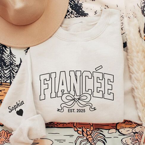 UrbanNEST Custom Fiancée Embroidered Sweatshirt, Personalized Engagement Sweatshirt, Future Mrs. Hoodies, Engagement Gifts, Fiancee Sweater, Gift for Fiancee, Engaged Bachelorette Outfits in Kuwait