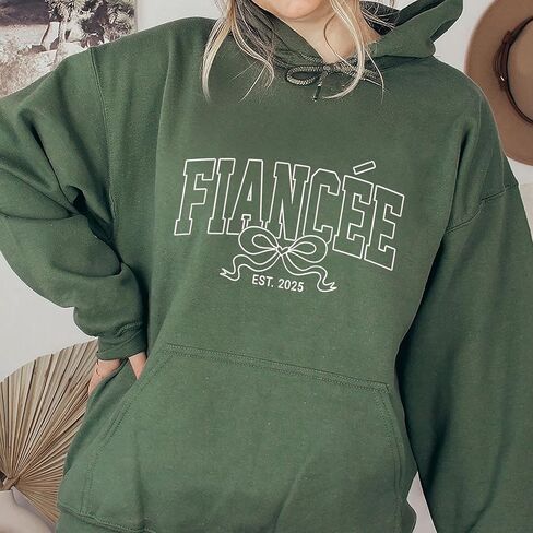 UrbanNEST Custom Fiancée Embroidered Sweatshirt, Personalized Engagement Sweatshirt, Future Mrs. Hoodies, Engagement Gifts, Fiancee Sweater, Gift for Fiancee, Engaged Bachelorette Outfits in Kuwait