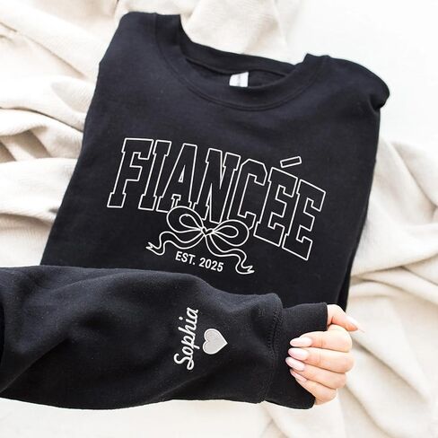 UrbanNEST Custom Fiancée Embroidered Sweatshirt, Personalized Engagement Sweatshirt, Future Mrs. Hoodies, Engagement Gifts, Fiancee Sweater, Gift for Fiancee, Engaged Bachelorette Outfits in Kuwait